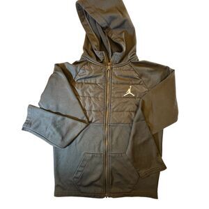 Nike Air Jordan Jacket Boys Large 12-13 Yrs Full Zip Hoodie Hybrid Quilted Run